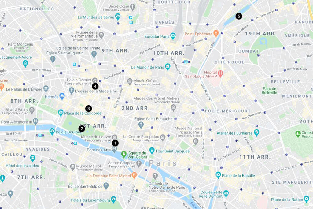 4 Days in Paris - Day 2 Map