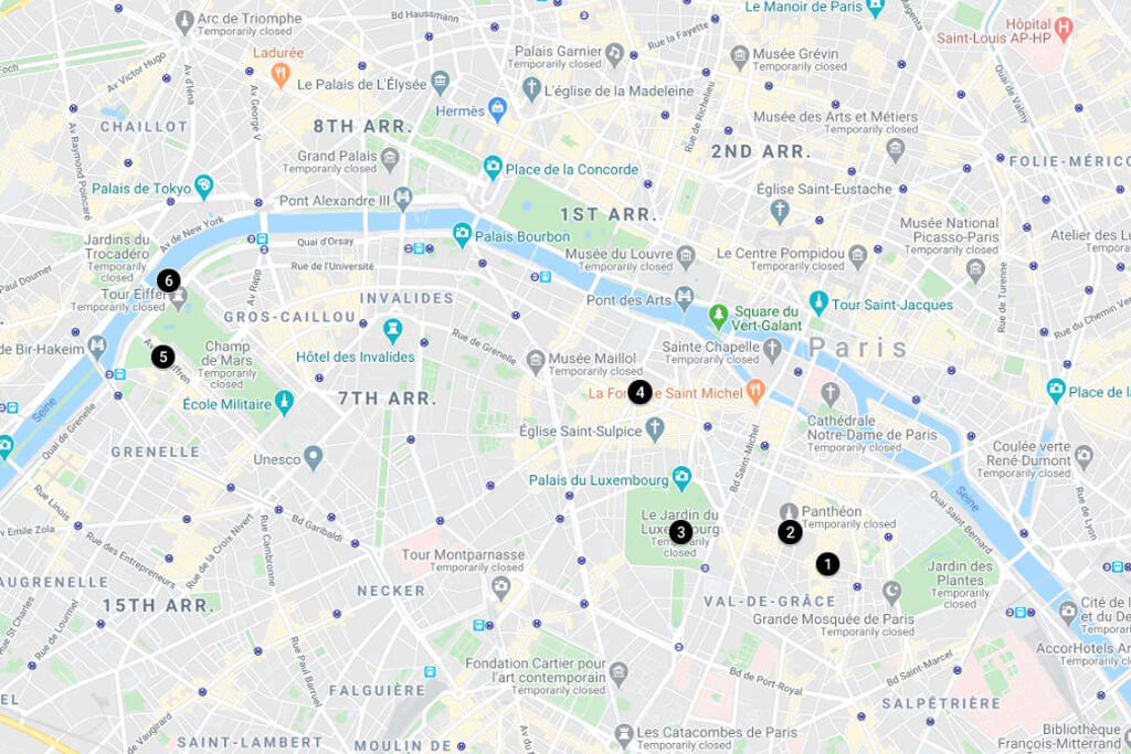 2 Days in Paris Itinerary Map - Day 2