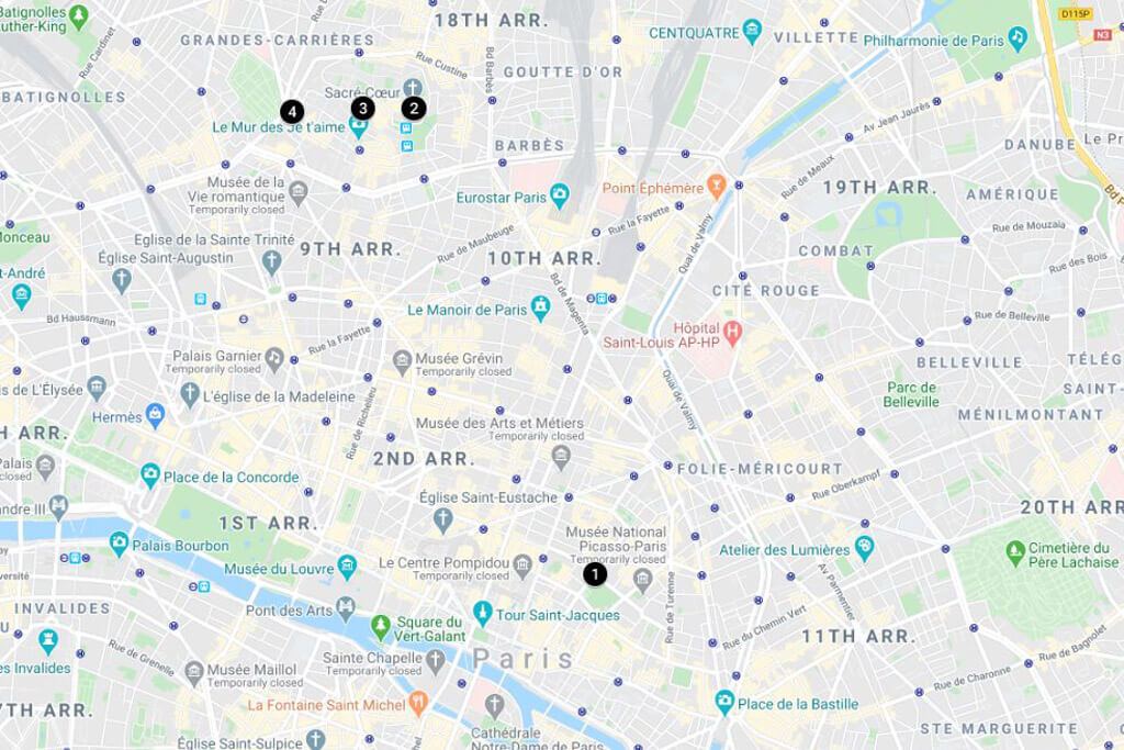 5 Days in Paris - Day 2 Map