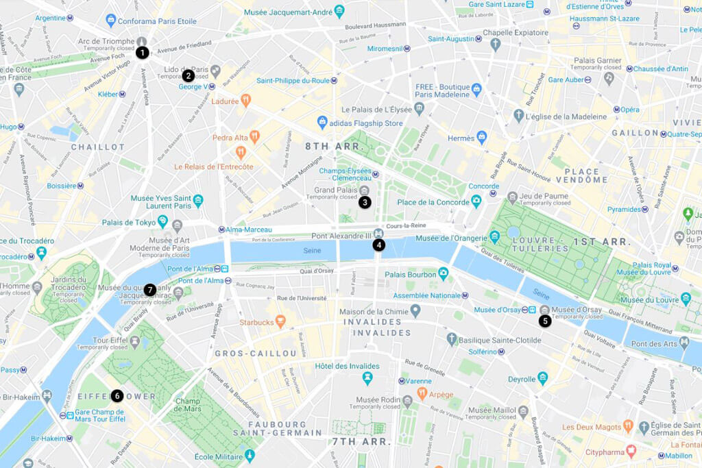 5 Days in Paris - Day 5 Map