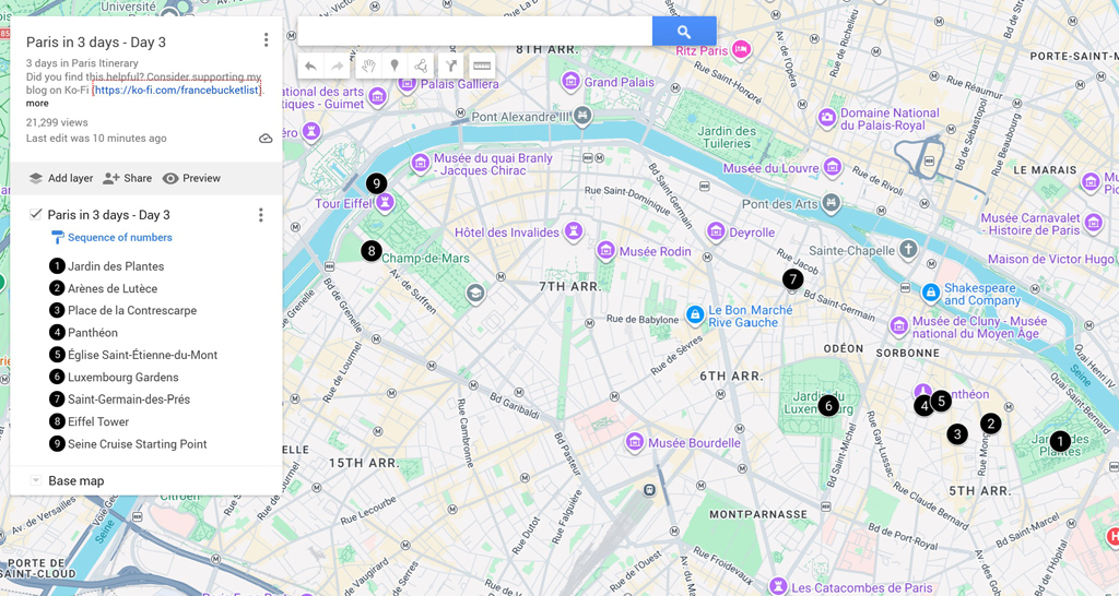 3 Days in Paris - Map Day 3